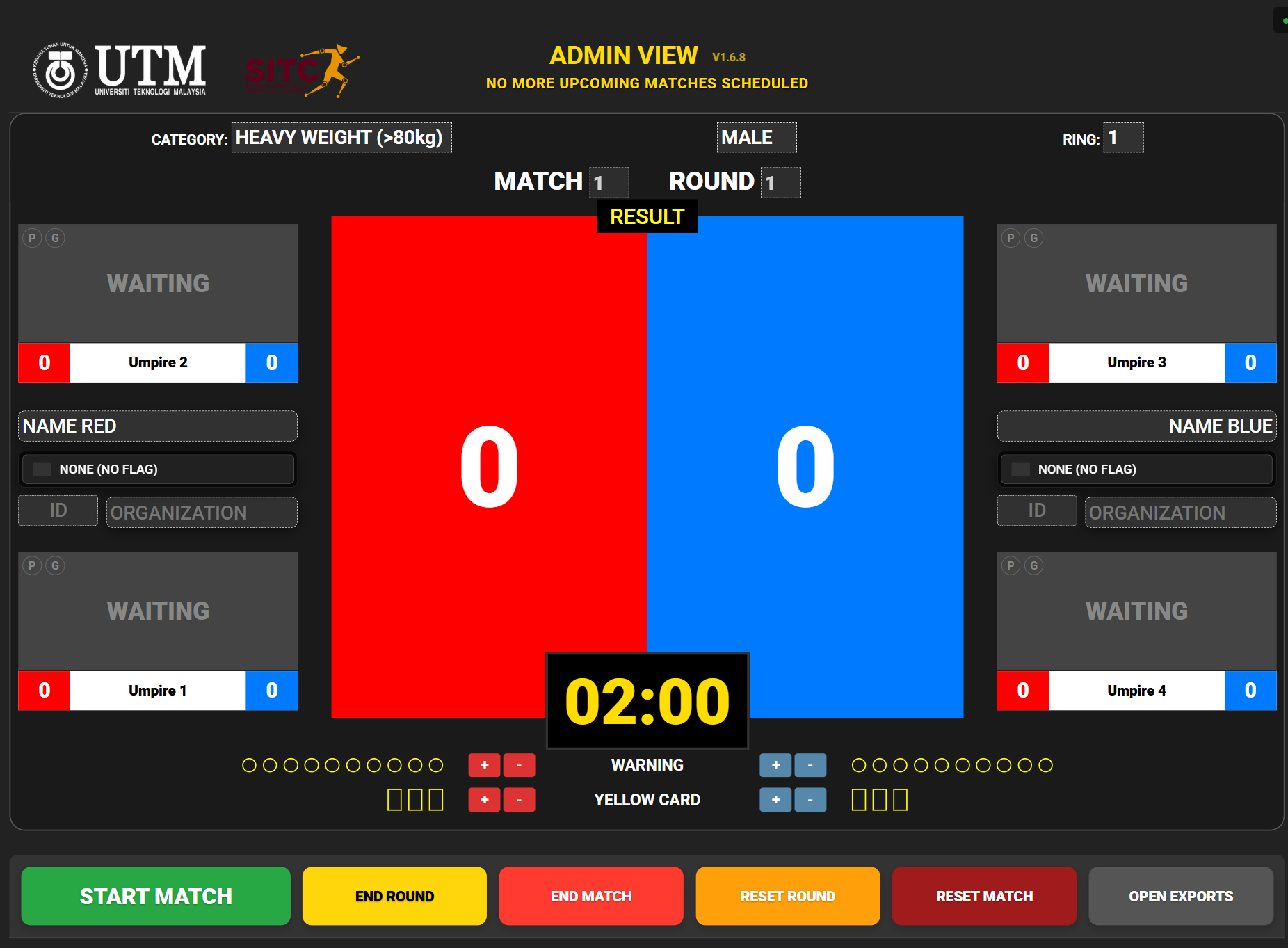 Taekwondo Tournament Management Dashboard